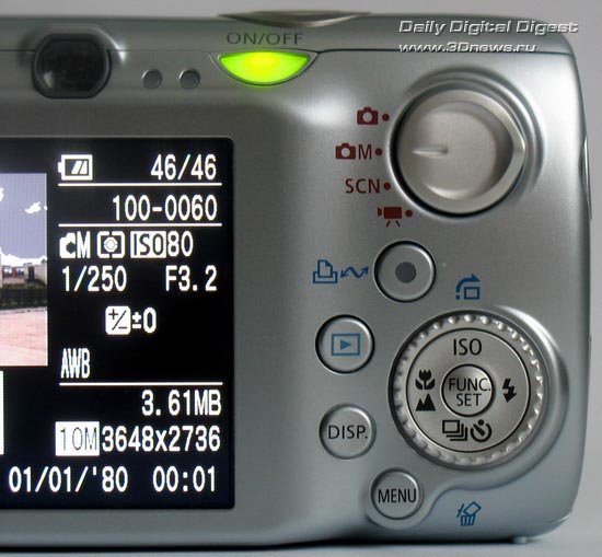 Canon IXUS 970 IS, органы управления