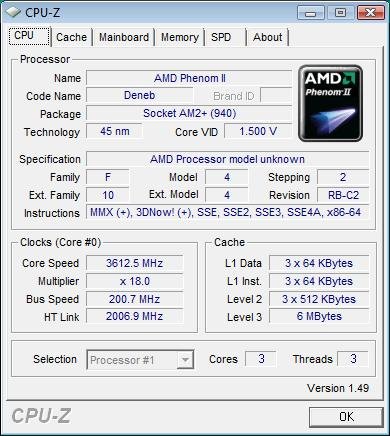 AMD Phenom II X3 720 разгон