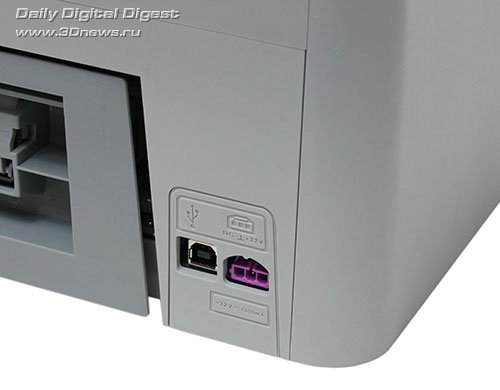 HP Photosmart D5463. Разъёмы подключения питания и USB (B-F)
