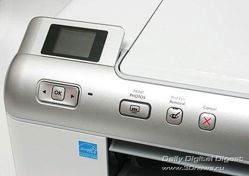 HP Photosmart D5463. Экран и клавиши управления печатью в автономном режиме