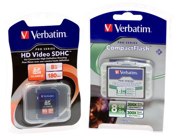 Обзор 8-гигабайтных карт памяти форматов CF и SDHC производства Verbatim