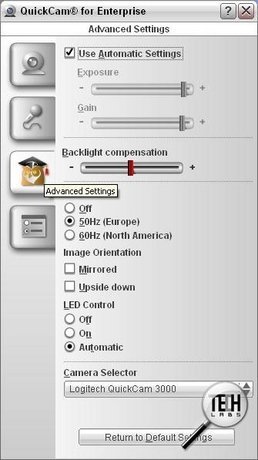Logitech QuickCam 3000 for Business. Продвинутые настройки
