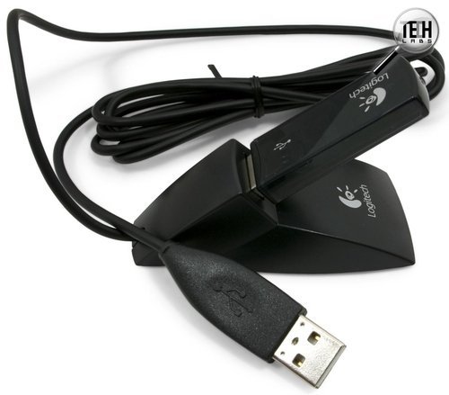 Беспроводная лазерная многокнопочная мышь Logitech LX 8. Ресивер, подключенный к удлинителю