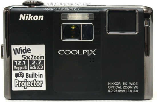 Nikon Coolpix S1000PJ. Вид спереди.
