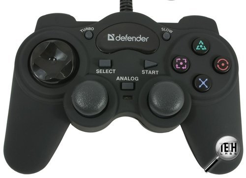 Проводной геймпад с двумя аналоговыми джойстиками и виброэффектом Defender Gamepad Game Racer Turbo. Общий вид