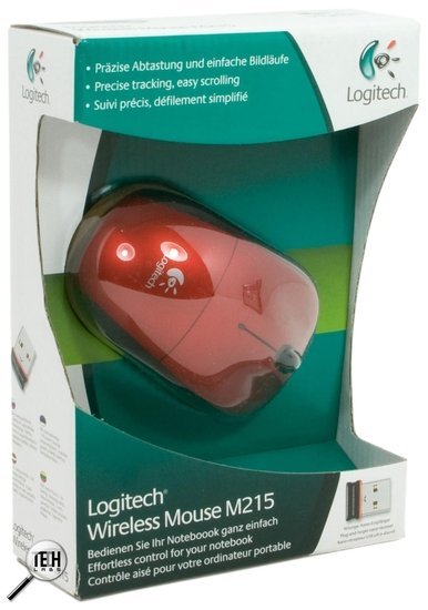 Оптическая беспроводная ноутбучная мышь Logitech M215. Упаковка