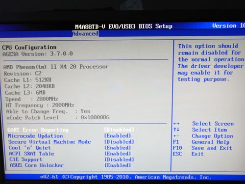 ASUS M4A88TD-V EVO/USB3 CPU