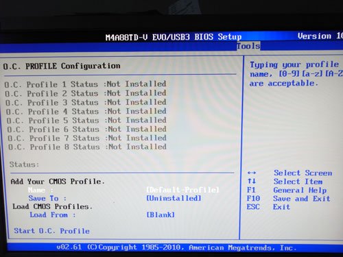 ASUS M4A88TD-V EVO/USB3 OC Profile