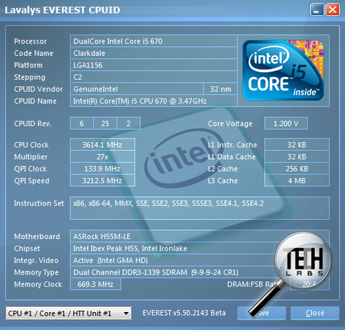 Материнскаяплата ASRock H55M-LE. Intel Turbo Boost