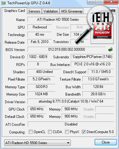 Видеокарта Sapphire HD5570 1GB DDR3 DP. Общий вид