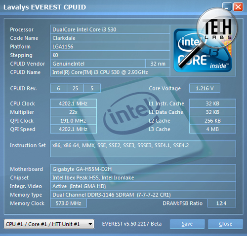 Intel Core i3 530 @4200 МГц