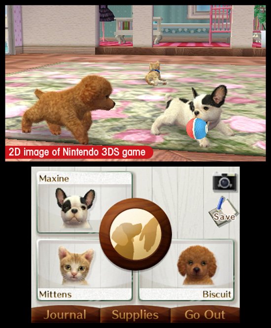 Кошак демонстративно отвернулся — игры низших созданий не для него. Но в Nintendogs + Cats 3D это редкость