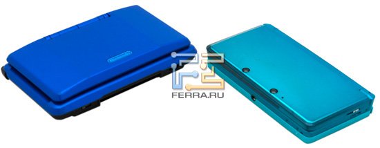 Nintendo DS fat (слева) и Nintendo 3DS (справа)