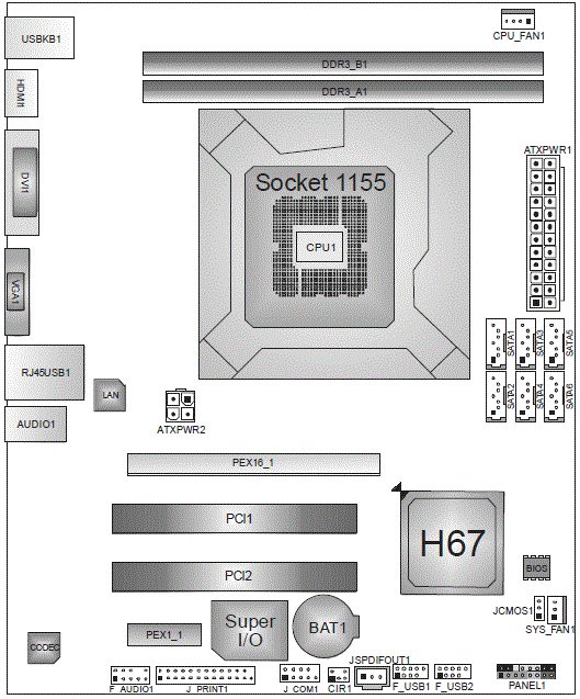 Biostar H67MH схема