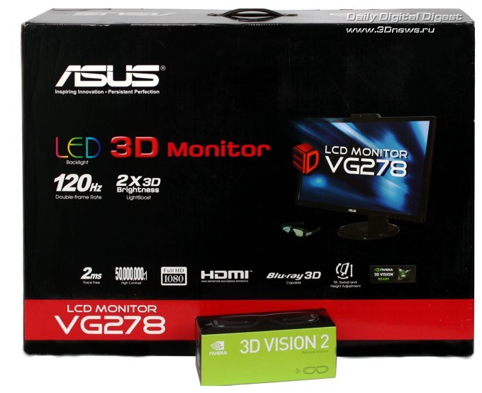 27-дюймовый LED 3D-монитор Asus VG278H и NVIDIA 3D Vision 2