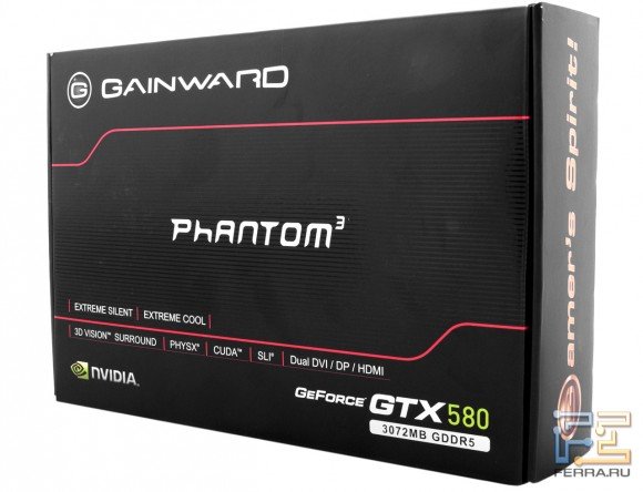 Упаковка Gainward GTX 580 Phantom 3, лицевая сторона