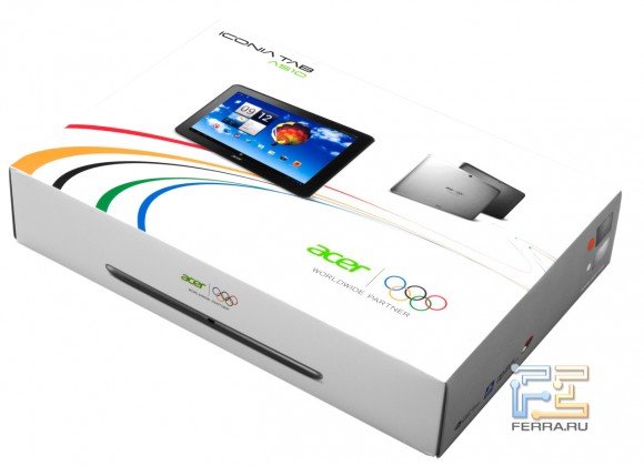 Коробка Acer Iconia Tab A510 с олимпийской символикой