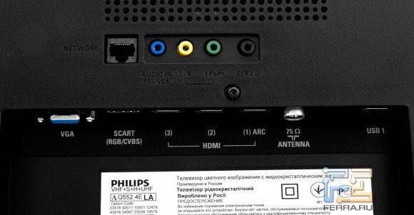 Задние разъемы Philips 40PFL5507T