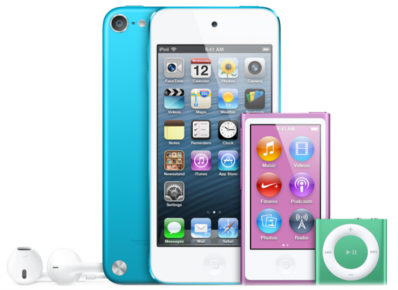 Актуальная линейка iPod на конец 2012 года. iPod Classic, впрочем, тоже в нее входит