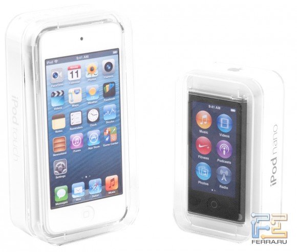 Коробки с iPod touch пятого поколения и iPod nano