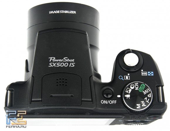 Canon PowerShot SX500 IS, вид сверху