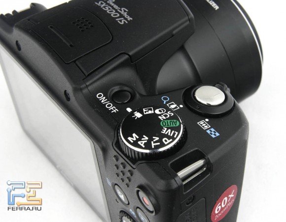Селектор режимов съемки и кнопка спуска на верхней панели Canon PowerShot SX500 IS