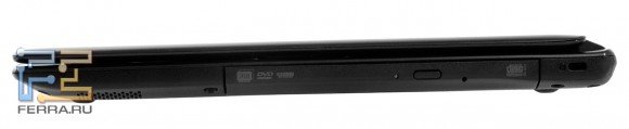 Правый торец Acer Aspire V5-571G: Kensington Lock и оптический привод