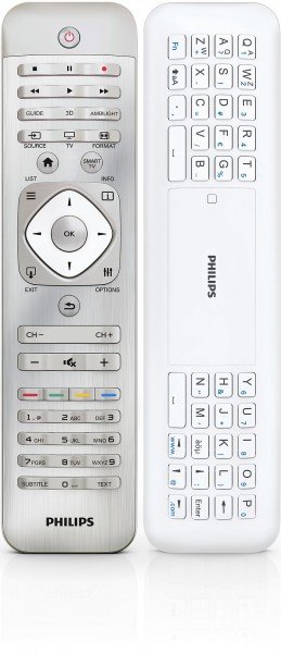 Пульт Philips 55PFL8007T. Свободное место в центре — не тачпад, а крышка отсека с батареями