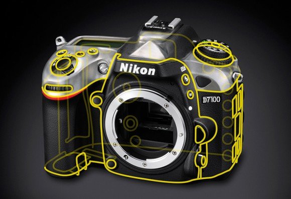 Расположение защитных прокладок в лицевой части Nikon D7100
